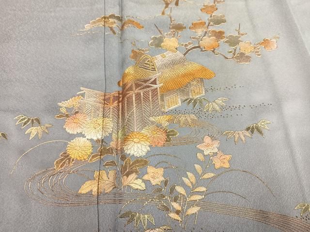 平和屋着物●金彩友禅　卓越技能者・名工・和田光正　訪問着　風景花文　暈し染め　金銀彩　正絹　逸品　AABN3000ph