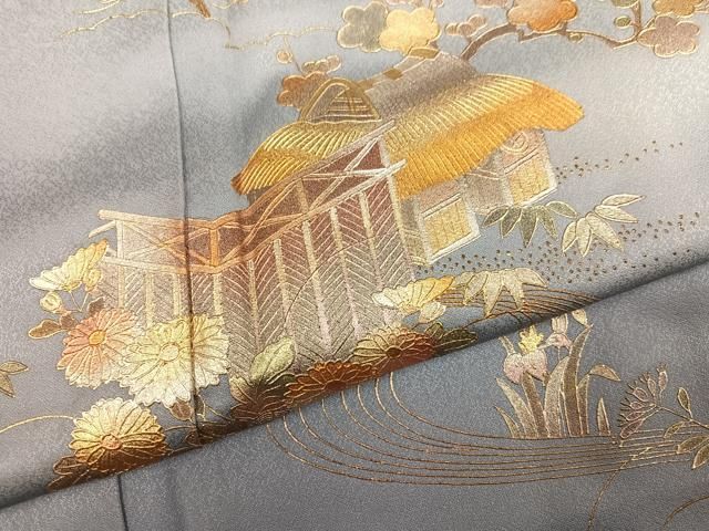 平和屋着物●金彩友禅　卓越技能者・名工・和田光正　訪問着　風景花文　暈し染め　金銀彩　正絹　逸品　AABN3000ph