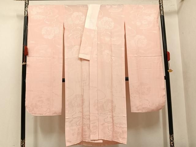 平和屋着物●振袖用長襦袢　無双仕立て　草花地紋　薄香色　正絹　逸品　AABN3007ph