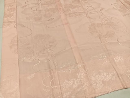 平和屋着物●振袖用長襦袢　無双仕立て　草花地紋　薄香色　正絹　逸品　AABN3007ph