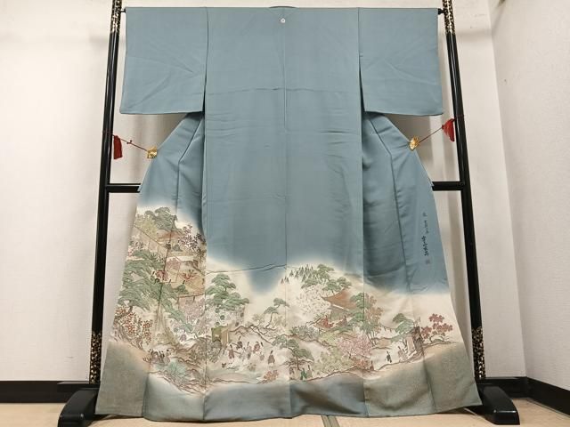 平和屋着物●宇山玄昇　色留袖　寿光織　平成　王朝華　金糸　やまと誂製　正絹　逸品　AABN3009ph