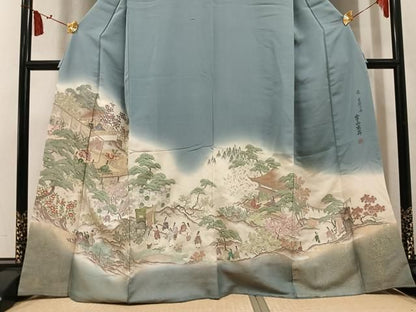 平和屋着物●宇山玄昇　色留袖　寿光織　平成　王朝華　金糸　やまと誂製　正絹　逸品　AABN3009ph