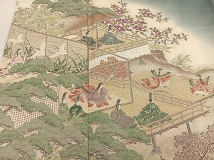平和屋着物●宇山玄昇　色留袖　寿光織　平成　王朝華　金糸　やまと誂製　正絹　逸品　AABN3009ph