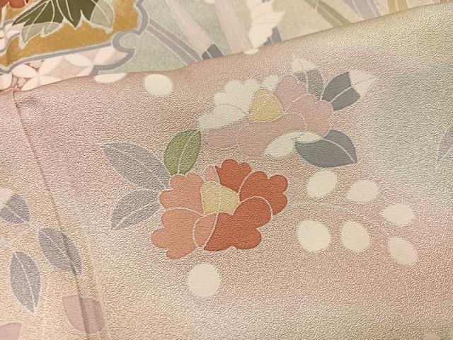 平和屋着物●訪問着　雪輪草花文　暈し染め　金彩　正絹　逸品　AABN3011ph