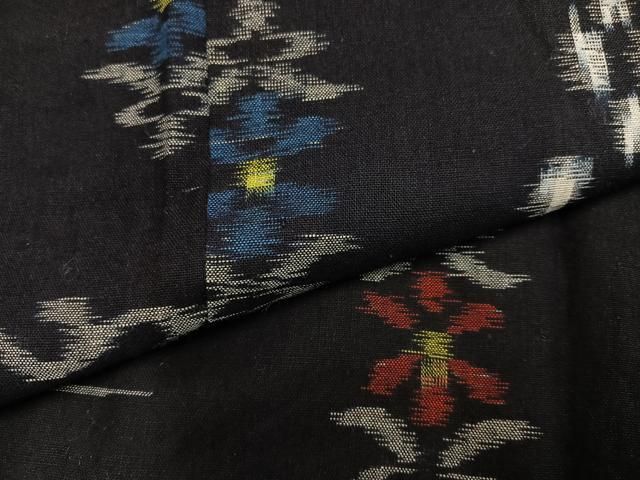 平和屋着物●久留米絣　単衣　草花文　綿　逸品　AABN3017ph