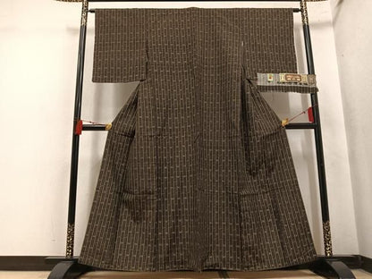 平和屋着物●信州紬　間道　証紙付き　正絹　逸品　未使用　AABN3020ph
