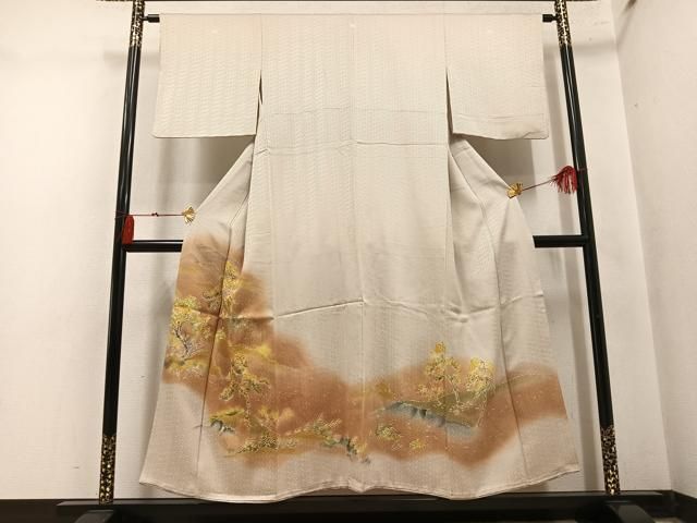 平和屋着物●干くさ染繍　色留袖　作家物　草木文　暈し染め　金糸　正絹　逸品　AABN3026ph
