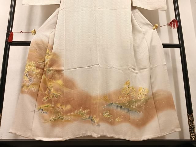平和屋着物●干くさ染繍　色留袖　作家物　草木文　暈し染め　金糸　正絹　逸品　AABN3026ph