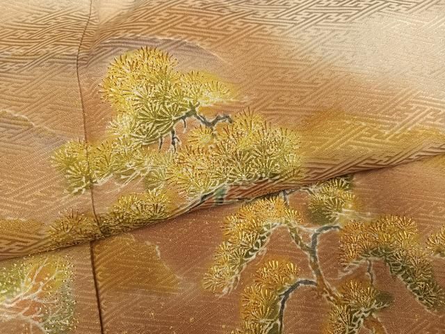 平和屋着物●干くさ染繍　色留袖　作家物　草木文　暈し染め　金糸　正絹　逸品　AABN3026ph