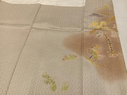 平和屋着物●干くさ染繍　色留袖　作家物　草木文　暈し染め　金糸　正絹　逸品　AABN3026ph