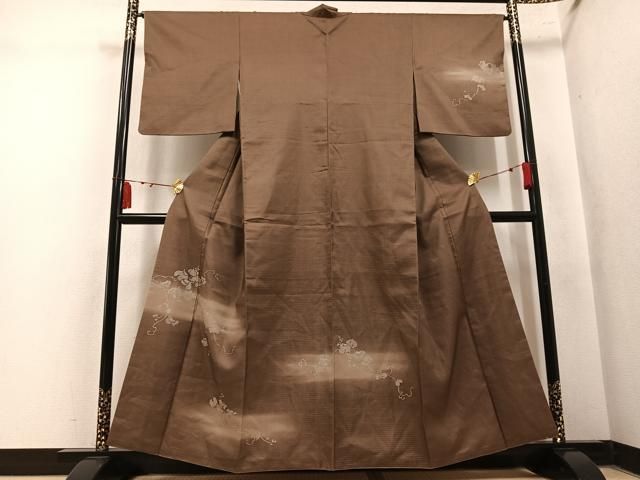 平和屋着物●訪問着　紬地　蔦の葉文　暈し染め　さが美扱い　正絹　逸品　AABN3031ph