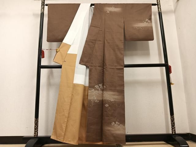 平和屋着物●訪問着　紬地　蔦の葉文　暈し染め　さが美扱い　正絹　逸品　AABN3031ph
