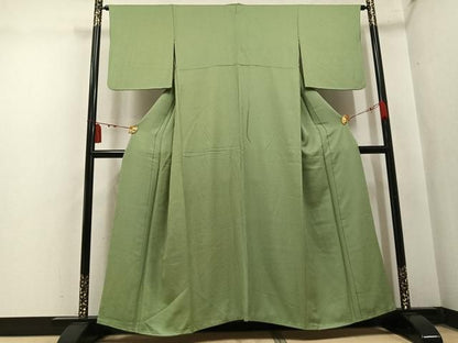 平和屋着物●上質な色無地　草花地紋　柳茶色　正絹　逸品　AABN3032ph