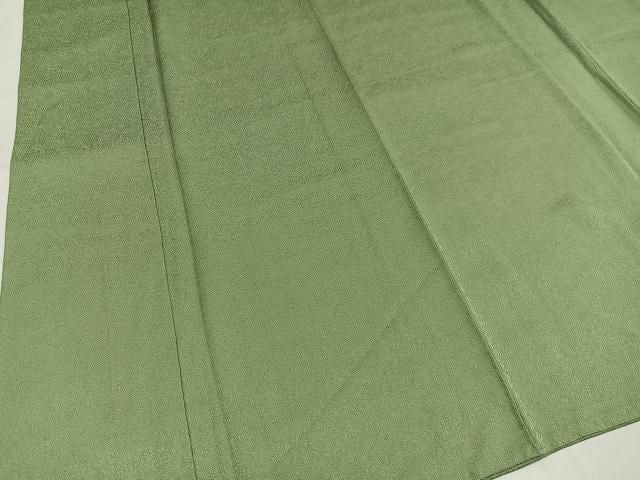 平和屋着物●上質な色無地　草花地紋　柳茶色　正絹　逸品　AABN3032ph