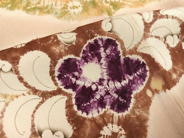 平和屋着物●訪問着　絞り　辻が花　正絹　逸品　AABN3037ph