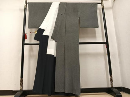 平和屋着物●江戸小紋　鮫小紋柄　黒地　正絹　逸品　AABN3039ph