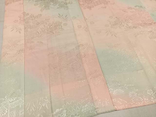 平和屋着物●長襦袢　無双仕立て　草花地紋　暈し染め　やまと誂製　正絹　逸品　AABN3040ph