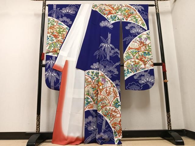 平和屋着物●豪華振袖　草花文　洗える着物　AABN3051ph