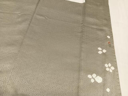 平和屋着物●訪問着　絞り　刺繍　草花文　金彩　正絹　逸品　AABN3054ph