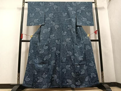 平和屋着物●訪問着　紬地　荒磯　正絹　逸品　未使用　AABN3058ph