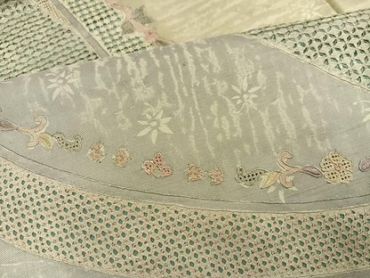 平和屋着物●中国三大刺繍　スワトウ刺繍　汕頭刺繍　総刺繍　訪問着　紬地　更紗文　正絹　逸品　AABN3065ph