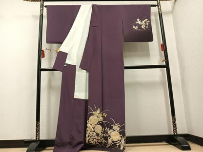 平和屋着物●金彩友禅　卓越技能者・名工・和田光正　訪問着　草花文　暈し染め　金彩　正絹　逸品　AABN3066ph