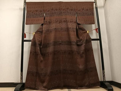 平和屋着物●訪問着　刺繍　葡萄草花文　正絹　逸品　AABN3067ph