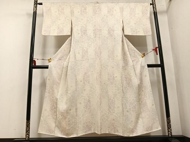 平和屋着物●上質な小紋　型染め　草花間道　正絹　逸品　AABN3068ph