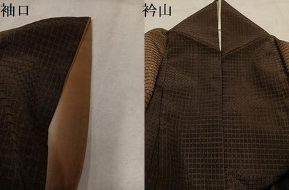 平和屋着物●お召　吉野間道　正絹　逸品　AABN3069ph