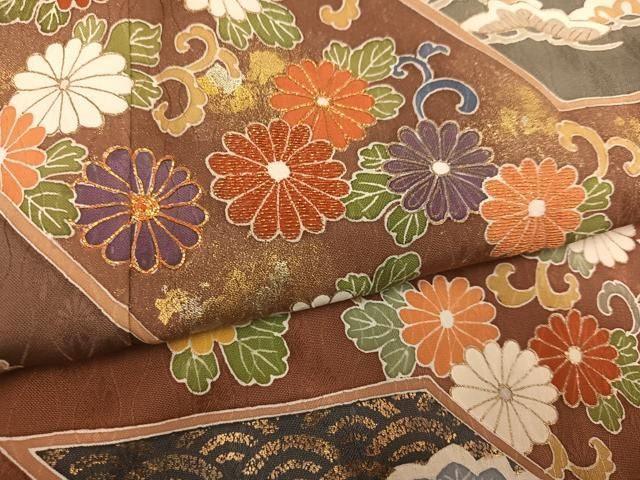 平和屋着物●訪問着　駒刺繍　吉祥花唐草文　金彩　正絹　逸品　AABN3075ph