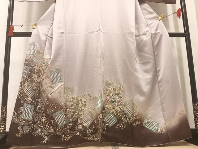 平和屋着物●玉虫金彩　加藤信和　訪問着　螺鈿　几帳唐草文　暈し染め　金銀彩　正絹　逸品　AABN3085ph