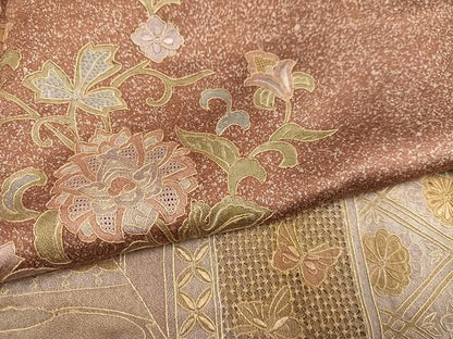 平和屋着物●中国三大刺繍　スワトウ刺繍　汕頭刺繍　総刺繍　訪問着　花蝶文　暈し染め　正絹　逸品　AABN3097ph