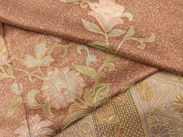 平和屋着物●中国三大刺繍　スワトウ刺繍　汕頭刺繍　総刺繍　訪問着　花蝶文　暈し染め　正絹　逸品　AABN3097ph