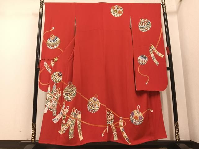 平和屋着物●豪華振袖　作家物　花鞠文　金彩　鬼しぼ縮緬　正絹　逸品　AABN3099ph