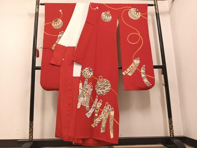 平和屋着物●豪華振袖　作家物　花鞠文　金彩　鬼しぼ縮緬　正絹　逸品　AABN3099ph