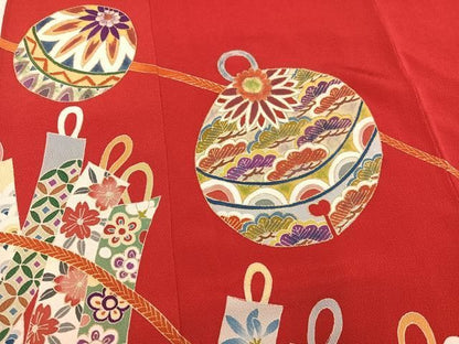 平和屋着物●豪華振袖　作家物　花鞠文　金彩　鬼しぼ縮緬　正絹　逸品　AABN3099ph