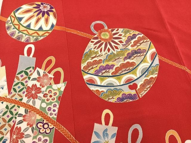 平和屋着物●豪華振袖　作家物　花鞠文　金彩　鬼しぼ縮緬　正絹　逸品　AABN3099ph