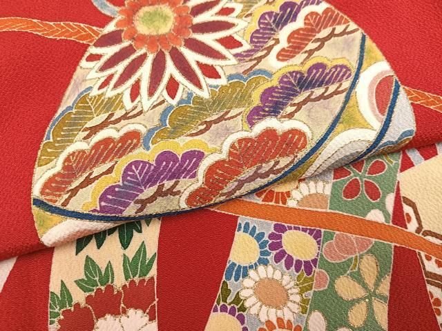 平和屋着物●豪華振袖　作家物　花鞠文　金彩　鬼しぼ縮緬　正絹　逸品　AABN3099ph
