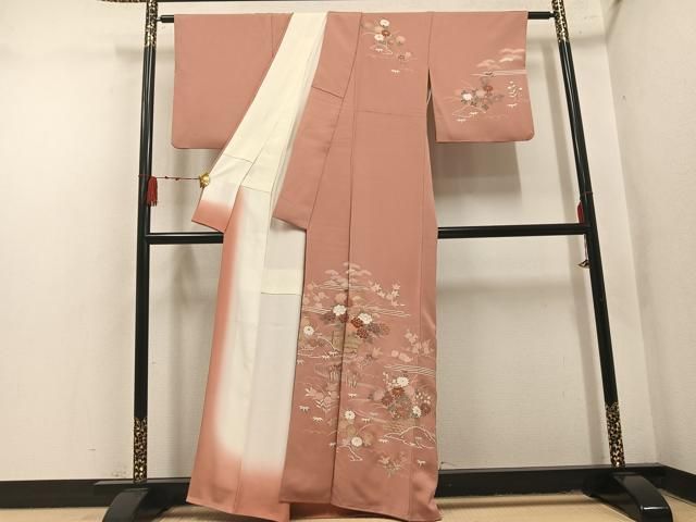 平和屋着物●訪問着　草花文　正絹　逸品　AABN3102ph