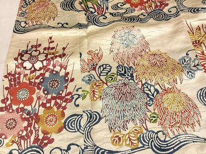 平和屋着物●訪問着　型染め　草花文　正絹　逸品　AABN3106ph