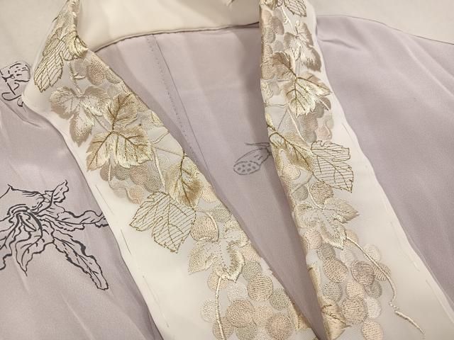 平和屋着物●長襦袢　無双仕立て　成り物　半衿刺繍　正絹　逸品　AABN3112ph