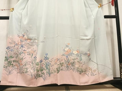 平和屋着物●豪華色留袖　友禅　作家物　草花文　たとう紙付き　正絹　逸品　AABN3115ph