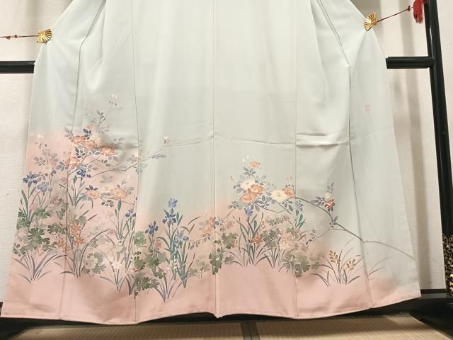 平和屋着物●豪華色留袖　友禅　作家物　草花文　たとう紙付き　正絹　逸品　AABN3115ph