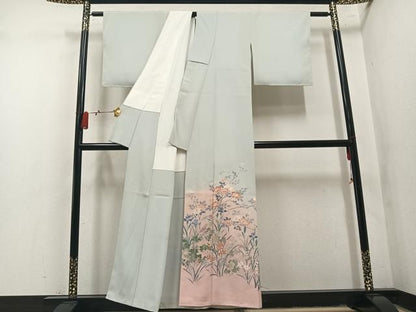 平和屋着物●豪華色留袖　友禅　作家物　草花文　たとう紙付き　正絹　逸品　AABN3115ph