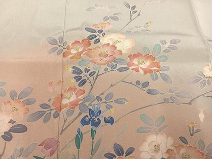 平和屋着物●豪華色留袖　友禅　作家物　草花文　たとう紙付き　正絹　逸品　AABN3115ph
