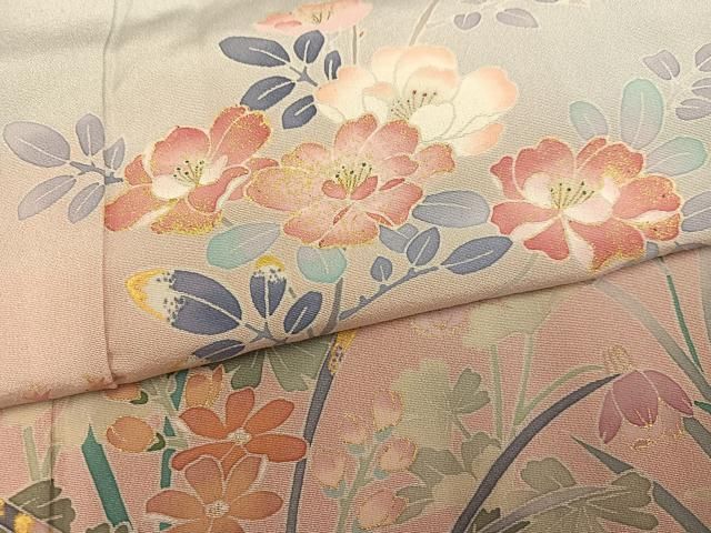 平和屋着物●豪華色留袖　友禅　作家物　草花文　たとう紙付き　正絹　逸品　AABN3115ph