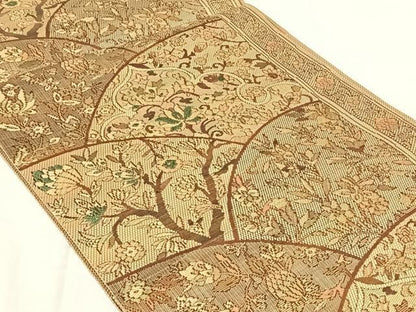 平和屋着物◎本場筑前博多織　八寸名古屋帯　更紗花文　正絹　逸品　AABN3122dk