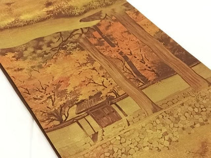 平和屋着物◎六通柄袋帯　風景文　金糸　正絹　逸品　AABN3124dk