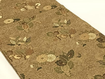 平和屋着物◎アンティーク　大正ロマン　丸帯　草花文　金糸　正絹　逸品　AABN3126dk