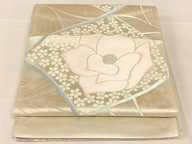 平和屋着物◎西陣　六通柄袋帯　唐織　舞花文　銀糸　証紙付き　正絹　逸品　AABN3128dk